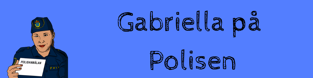 Polisen gabriella håller en skylt